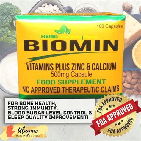 BIOMIN VITAMINS PLUS ZINC & CALCIUM 500mg Capsules .